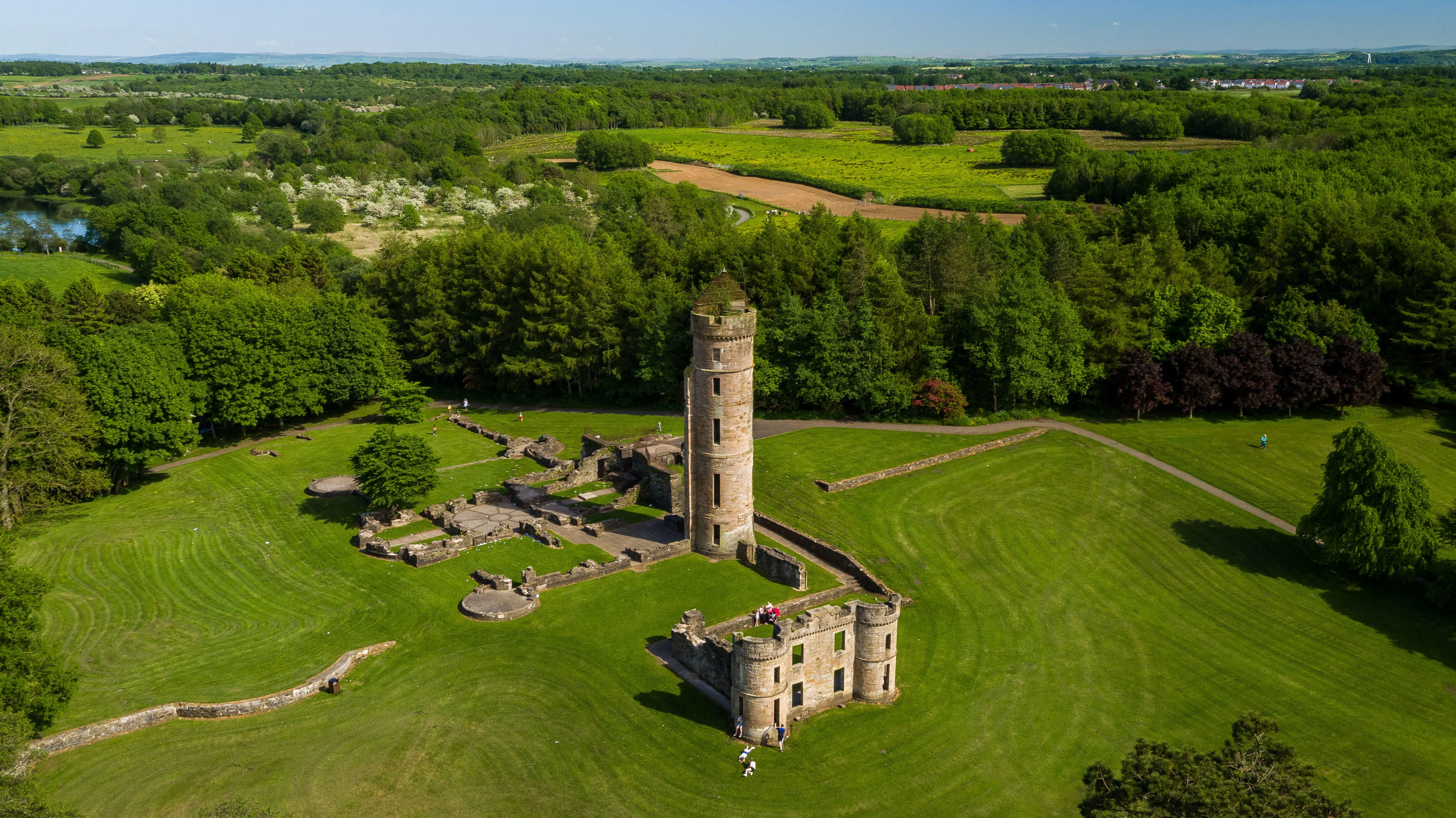 Eglinton Castle and surrounding landscape