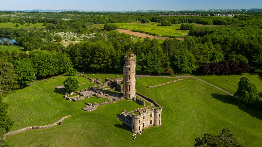 Eglinton Castle and surrounding landscape